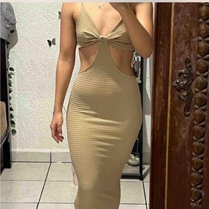 SHEIN Tan Cut-Out Dress